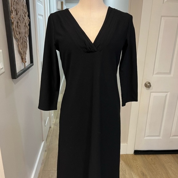 Eileen Fisher Rayon Blend Simple Black Dress - Picture 2 of 12